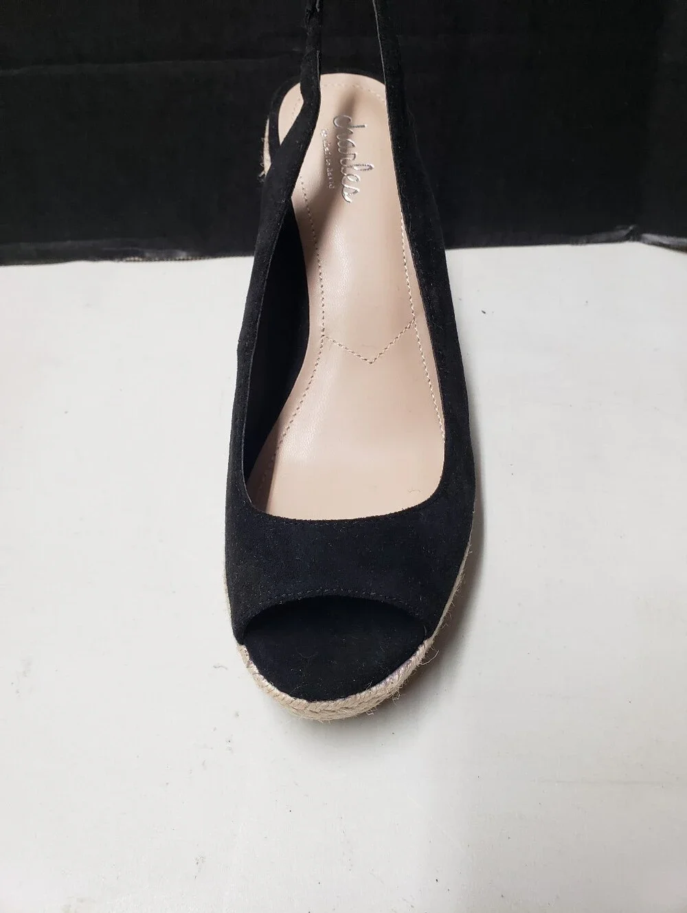 Charles David Black Suede Espadrille Wedge Slingback